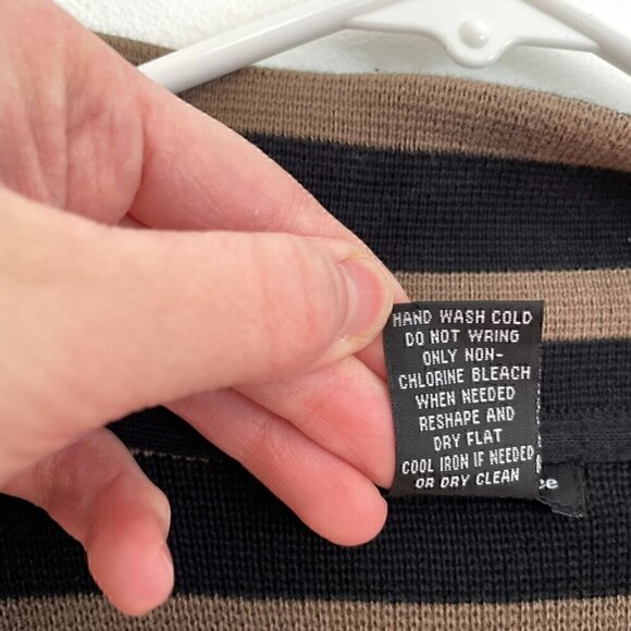 AUDREY & GRACE Brown Black Horizontal Striped Button 100% Cotton Sweater Blazer - Picture 8 of 13